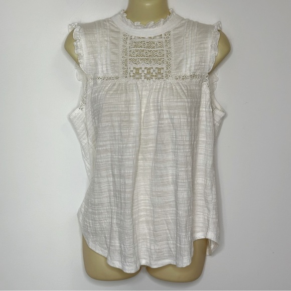 NWT Cable & Gauge White Sleeveless Embrodiered Top size M - Picture 1 of 6